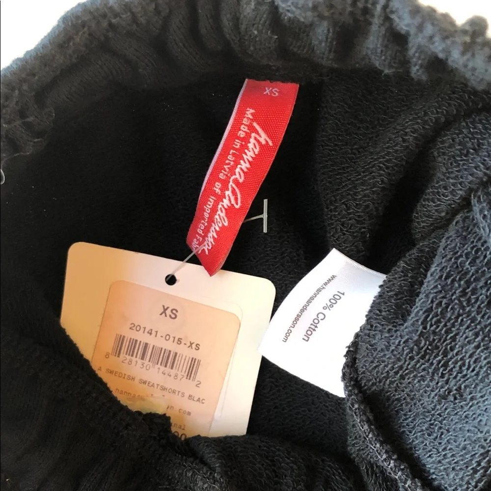 Hanna Andersson Unisex 100% Cotton Elastic Waist Sweater Shorts Black Size XS